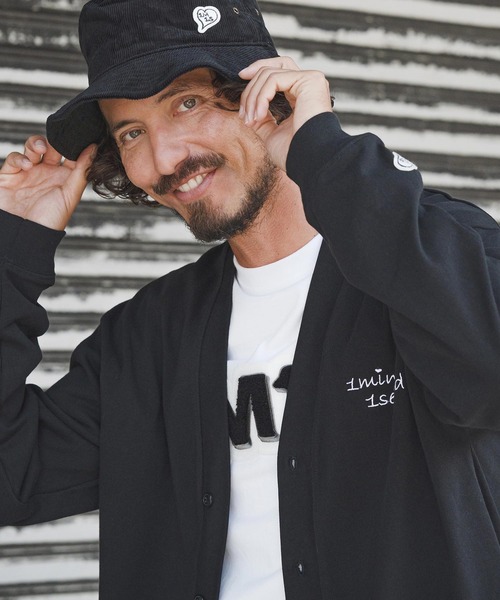 1minute 1second(ワンミニットワンセカンド)の「mcg3724-10oz loose fit cardigan with cursive embroidery カーディガン(1M25F320)(カーディガン/ボレロ・メンズ・アッシュ/ネイビー/ブラック・XL/L/M)」の16枚目の写真