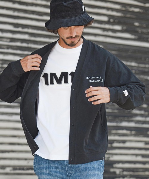 1minute 1second(ワンミニットワンセカンド)の「mcg3724-10oz loose fit cardigan with cursive embroidery カーディガン(1M25F320)(カーディガン/ボレロ・メンズ・アッシュ/ネイビー/ブラック・XL/L/M)」の18枚目の写真