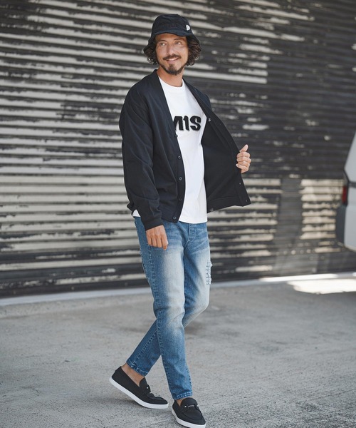 1minute 1second(ワンミニットワンセカンド)の「mcg3724-10oz loose fit cardigan with cursive embroidery カーディガン(1M25F320)(カーディガン/ボレロ・メンズ・アッシュ/ネイビー/ブラック・XL/L/M)」の19枚目の写真