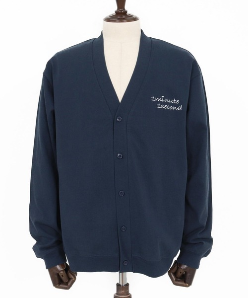 1minute 1second(ワンミニットワンセカンド)の「mcg3724-10oz loose fit cardigan with cursive embroidery カーディガン(1M25F320)(カーディガン/ボレロ・メンズ・アッシュ/ネイビー/ブラック・XL/L/M)」の20枚目の写真