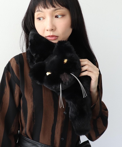 【訳あり】オルゴナイトフラワー☆キャットミニ3【小】サイズ　帽子マフラー付き Casselini】フェイクキャットマフラー（マフラー）｜Three Four Time