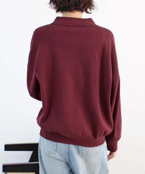 ABYS(アビス)の「【新色追加】襟付きポロカラーニットトップス(ニット/セーター・レディース・チャコールグレー/ネイビー/レッド/アイボリー/ライトグレー/イエロー・FREE)」の17枚目の写真