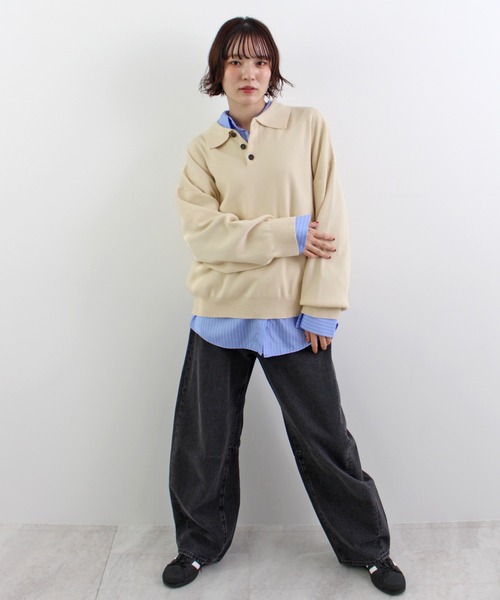 ABYS(アビス)の「【新色追加】襟付きポロカラーニットトップス(ニット/セーター・レディース・チャコールグレー/ネイビー/レッド/アイボリー/ライトグレー/イエロー・FREE)」の22枚目の写真