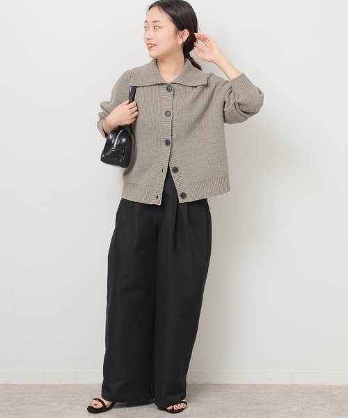 JOURNAL STANDARD relume（ジャーナルスタンダード　レリューム）の「ビッグカラーニットカーディガン（カーディガン/ボレロ・レディース・グレー/ネイビー・FREE）」の9枚目の写真