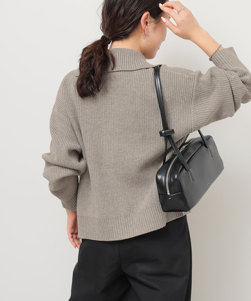 JOURNAL STANDARD relume（ジャーナルスタンダード　レリューム）の「ビッグカラーニットカーディガン（カーディガン/ボレロ・レディース・グレー/ネイビー・FREE）」の5枚目の写真