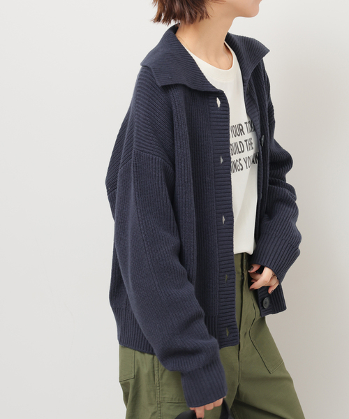 JOURNAL STANDARD relume（ジャーナルスタンダード　レリューム）の「ビッグカラーニットカーディガン（カーディガン/ボレロ・レディース・グレー/ネイビー・FREE）」の22枚目の写真