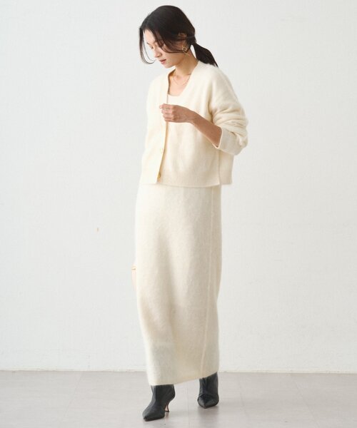 LOUNGEDRESS（ラウンジドレス）の「シャギーニットワンピース（ワンピース・レディース・グレー/オフホワイト/ブラウン・FREE）」の7枚目の写真