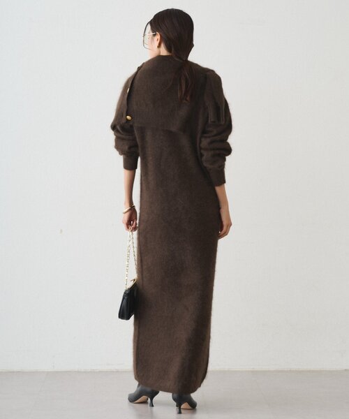 LOUNGEDRESS（ラウンジドレス）の「シャギーニットワンピース（ワンピース・レディース・グレー/オフホワイト/ブラウン・FREE）」の4枚目の写真