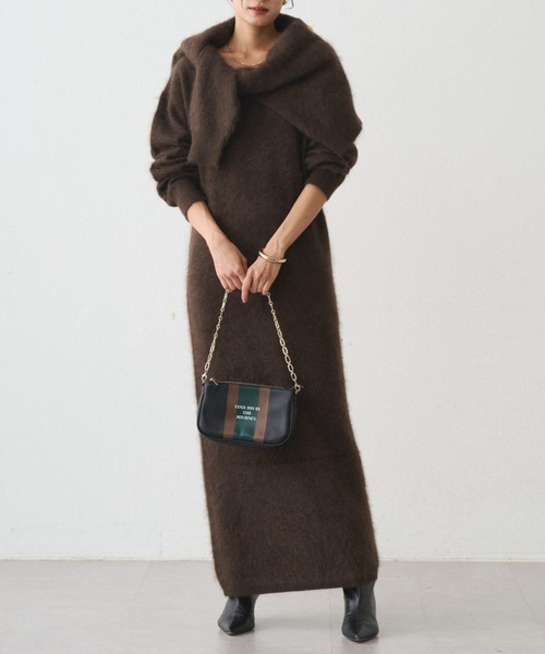 LOUNGEDRESS（ラウンジドレス）の「シャギーニットワンピース（ワンピース・レディース・グレー/オフホワイト/ブラウン・FREE）」の3枚目の写真