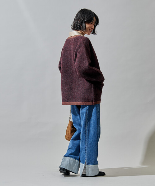FREAK'S STORE(フリークスストア)の「トリミング チロリアン ニットジャケット/コンチョボタンニットカーディガン(カーディガン/ボレロ・レディース・グレー/オフホワイト/ブラウン・フリ-)」の6枚目の写真