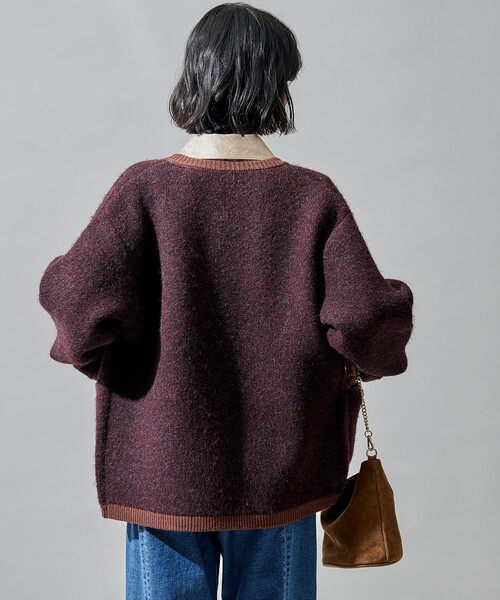 FREAK'S STORE(フリークスストア)の「トリミング チロリアン ニットジャケット/コンチョボタンニットカーディガン(カーディガン/ボレロ・レディース・グレー/オフホワイト/ブラウン・フリ-)」の13枚目の写真