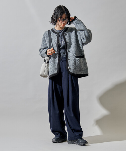 FREAK'S STORE(フリークスストア)の「トリミング チロリアン ニットジャケット/コンチョボタンニットカーディガン(カーディガン/ボレロ・レディース・グレー/オフホワイト/ブラウン・フリ-)」の15枚目の写真