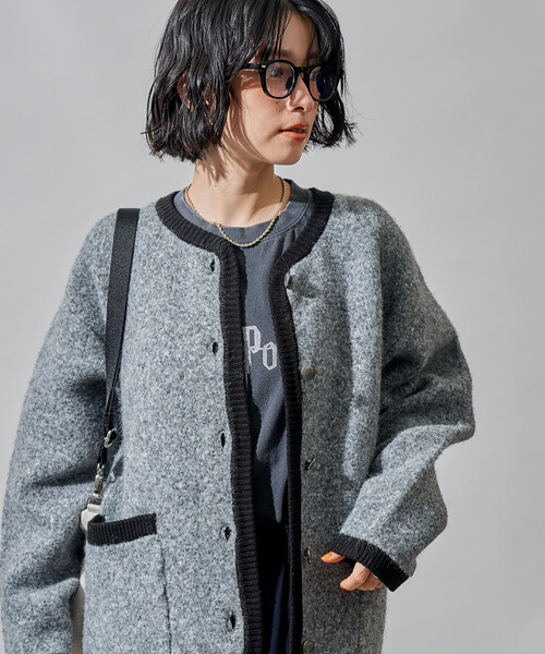 FREAK'S STORE(フリークスストア)の「トリミング チロリアン ニットジャケット/コンチョボタンニットカーディガン(カーディガン/ボレロ・レディース・グレー/オフホワイト/ブラウン・フリ-)」の20枚目の写真