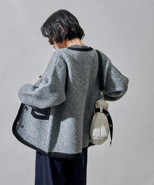 FREAK'S STORE(フリークスストア)の「トリミング チロリアン ニットジャケット/コンチョボタンニットカーディガン(カーディガン/ボレロ・レディース・グレー/オフホワイト/ブラウン・フリ-)」の22枚目の写真