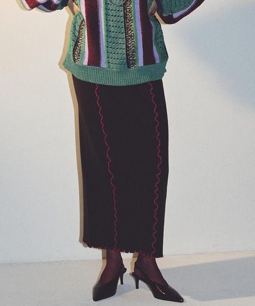 ROSE BUD(ローズバッド)の「KNITTED SKIRT(スカート・レディース・ブラウン/ブラック/ブルー・ONE SIZE)」の2枚目の写真