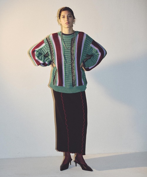 ROSE BUD(ローズバッド)の「KNITTED SKIRT(スカート・レディース・ブラウン/ブラック/ブルー・ONE SIZE)」の4枚目の写真