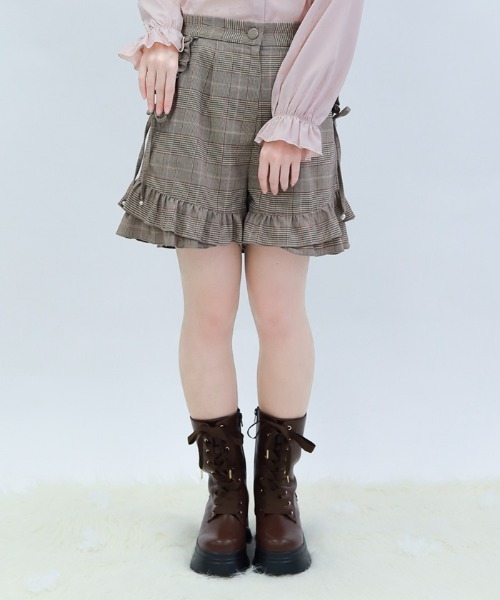 axes femme POETIQUE(アクシーズファムポエティック)の「リボン付き裾フリルショーパン(その他パンツ・レディース・ワイン/ブラウン/グレー・MEDIUM)」の2枚目の写真