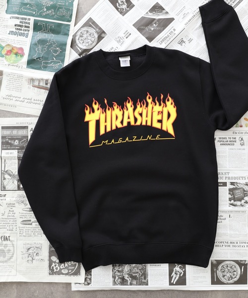 THRASHER（スラッシャー）の「THRASHER CREW NECK SWEAT SHIRT L/S クルーネック長袖スウェットプルオーバートレーナー（スウェット・メンズ・グレー/グレー系/ネイビー系/グリーン系1/ブラック/レッド系/レッド系1/バーガンディー/グリーン/グリーン系/グレー系1/ネイビー/ブラック系・L/XL/M）」の2枚目の写真