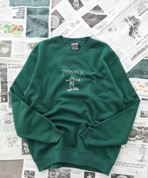 THRASHER（スラッシャー）の「THRASHER CREW NECK SWEAT SHIRT L/S クルーネック長袖スウェットプルオーバートレーナー（スウェット・メンズ・グレー/グレー系/ネイビー系/グリーン系1/ブラック/レッド系/レッド系1/バーガンディー/グリーン/グリーン系/グレー系1/ネイビー/ブラック系・L/XL/M）」の8枚目の写真