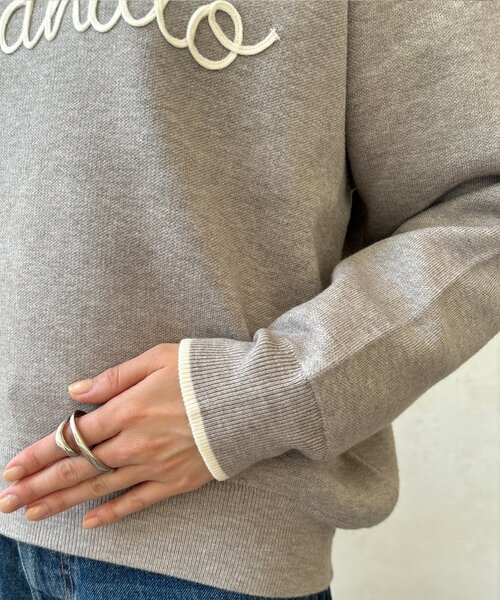 WEB限定】コード刺繍ロゴニットトップス（ニット/セーター）｜DouDou