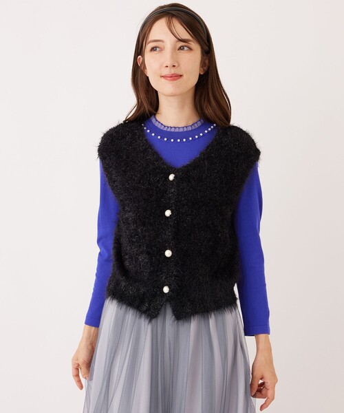 TO BE CHIC(トゥー ビー シック)の「フェザーミックス 2WAYジレ(ベスト・レディース・ブラウン/ブラック・40/42)」の1枚目の写真