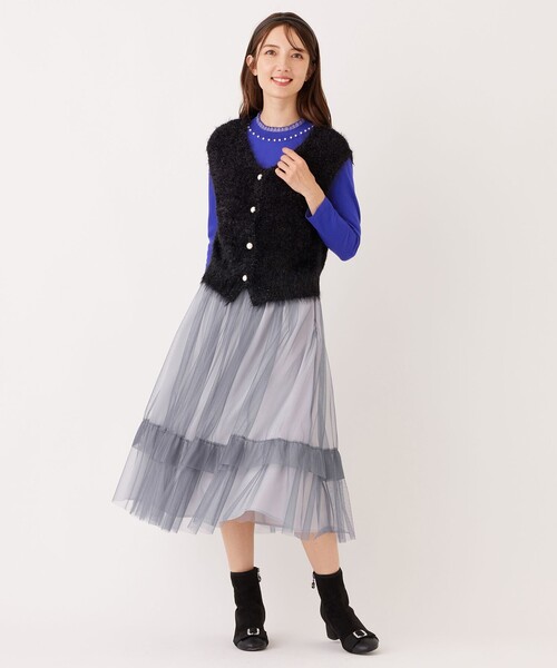 TO BE CHIC(トゥー ビー シック)の「フェザーミックス 2WAYジレ(ベスト・レディース・ブラウン/ブラック・40/42)」の3枚目の写真