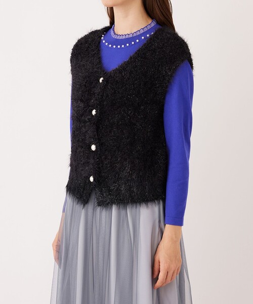 TO BE CHIC(トゥー ビー シック)の「フェザーミックス 2WAYジレ(ベスト・レディース・ブラウン/ブラック・40/42)」の6枚目の写真