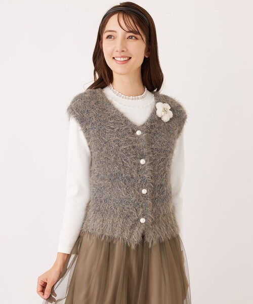 TO BE CHIC(トゥー ビー シック)の「フェザーミックス 2WAYジレ(ベスト・レディース・ブラウン/ブラック・40/42)」の10枚目の写真