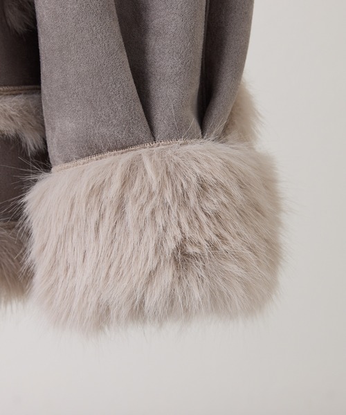 one after another NICE CLAUP(ワンアフターアナザーナイスクラップ)の「【今すぐお届け可能!】ムートンミドルコート(ムートンコート・レディース・グレー/オフホワイト/ブラック・FREE)」の13枚目の写真