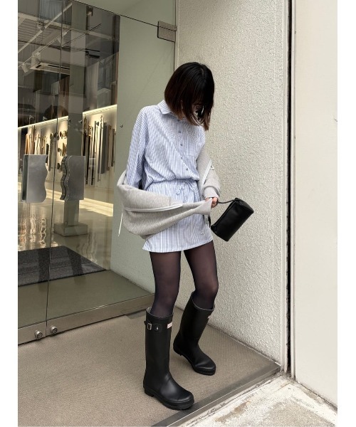 miette(ミエット)の「サッカーチェックシャツスカートセット(セットアップ・レディース・ネイビー/オフホワイト/ライトブルー/ライトベージュ・L/M/S)」の7枚目の写真