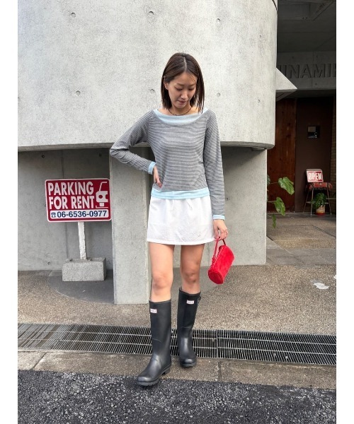 miette(ミエット)の「サッカーチェックシャツスカートセット(セットアップ・レディース・ネイビー/オフホワイト/ライトブルー/ライトベージュ・L/M/S)」の11枚目の写真