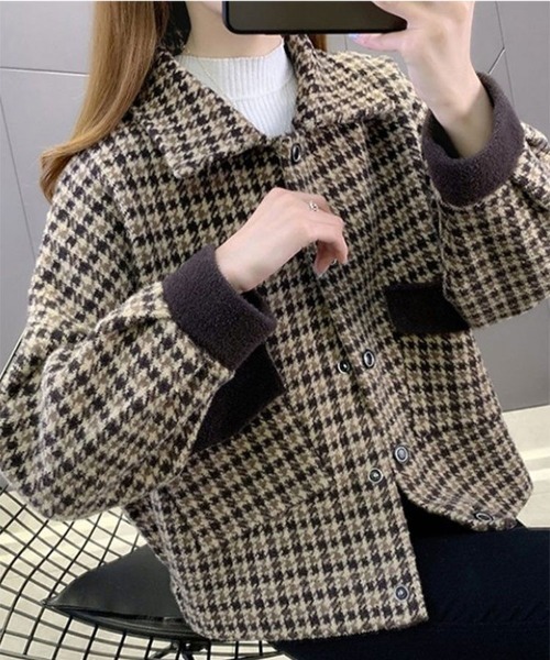 SallyLunn(サリーラン)の「千鳥チェックジャケット(その他アウター・レディース・ブラック・L/M/S)」の1枚目の写真