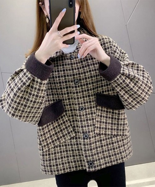 SallyLunn(サリーラン)の「千鳥チェックジャケット(その他アウター・レディース・ブラック・L/M/S)」の2枚目の写真