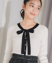 MISCH MASCH | 2025秋冬新作 ラメ配色ボウタイニット(ニット/セーター)