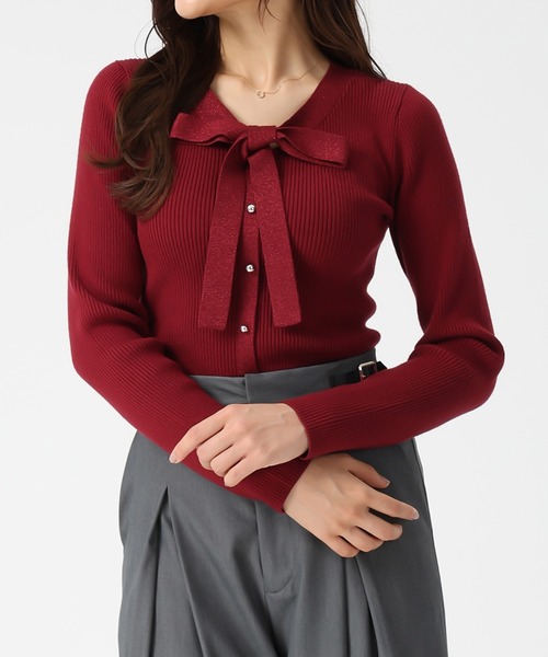 MISCH MASCH(ミッシュマッシュ)の「2025秋冬新作 ラメ配色ボウタイニット(ニット/セーター・レディース・ラベンダー/ホワイト/レッド/ブラック・フリ-)」の16枚目の写真