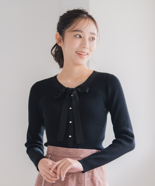 MISCH MASCH(ミッシュマッシュ)の「2025秋冬新作 ラメ配色ボウタイニット(ニット/セーター・レディース・ラベンダー/ホワイト/レッド/ブラック・フリ-)」の17枚目の写真