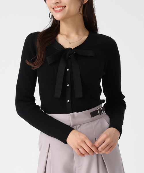 MISCH MASCH(ミッシュマッシュ)の「2025秋冬新作 ラメ配色ボウタイニット(ニット/セーター・レディース・ラベンダー/ホワイト/レッド/ブラック・フリ-)」の22枚目の写真