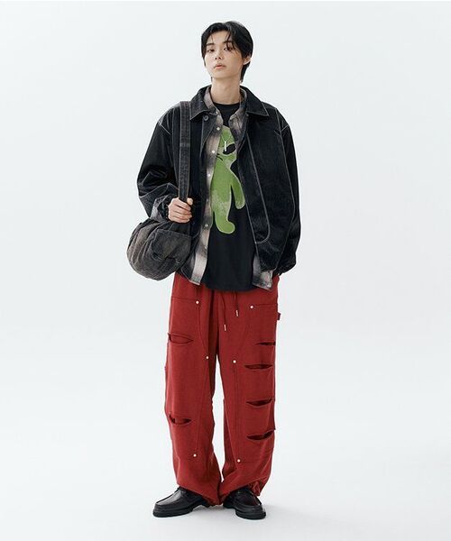 AVANDRESS（アバンドレス ）の「Art Leather Jacket BLACK x WHITE（ライダースジャケット・メンズ・ブラック×ホワイト・FREE）」の5枚目の写真