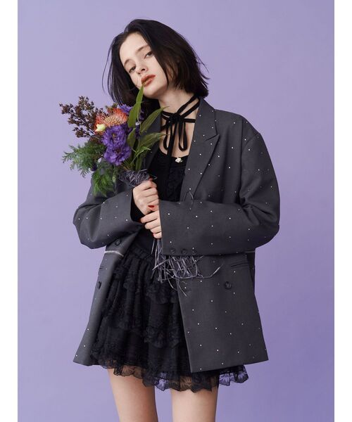 jouetie(ジュエティ)の「ドッキングレースフリルミニスカパン(その他パンツ・レディース・ブラック/オフホワイト・MEDIUM)」の6枚目の写真