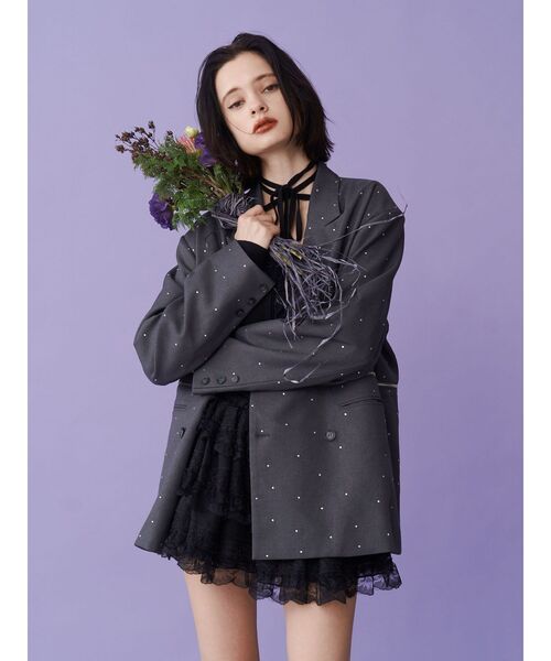 jouetie(ジュエティ)の「ドッキングレースフリルミニスカパン(その他パンツ・レディース・ブラック/オフホワイト・MEDIUM)」の7枚目の写真