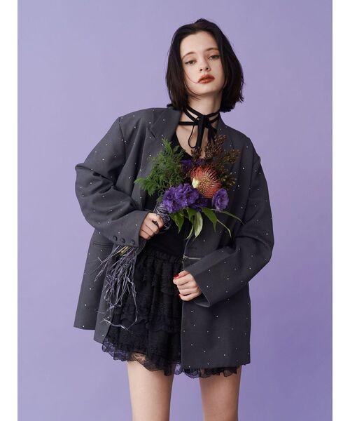 jouetie(ジュエティ)の「ドッキングレースフリルミニスカパン(その他パンツ・レディース・ブラック/オフホワイト・MEDIUM)」の8枚目の写真