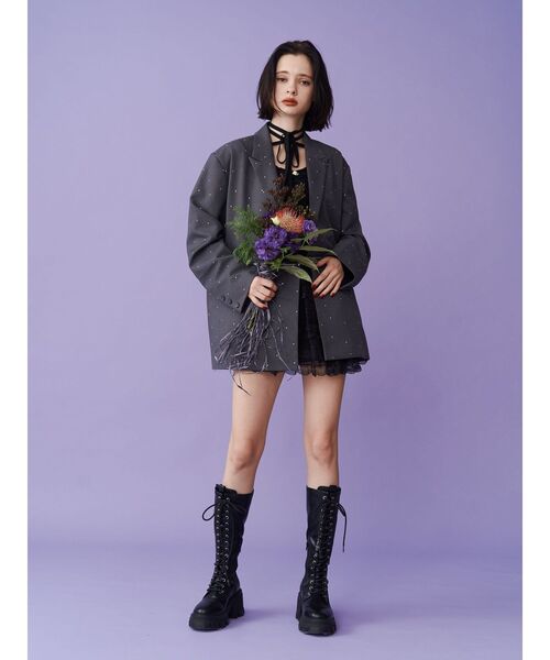 jouetie(ジュエティ)の「ドッキングレースフリルミニスカパン(その他パンツ・レディース・ブラック/オフホワイト・MEDIUM)」の9枚目の写真