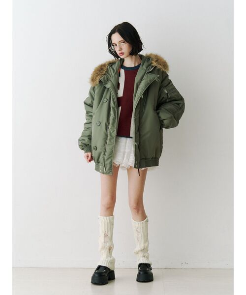 jouetie(ジュエティ)の「ドッキングレースフリルミニスカパン(その他パンツ・レディース・ブラック/オフホワイト・MEDIUM)」の5枚目の写真