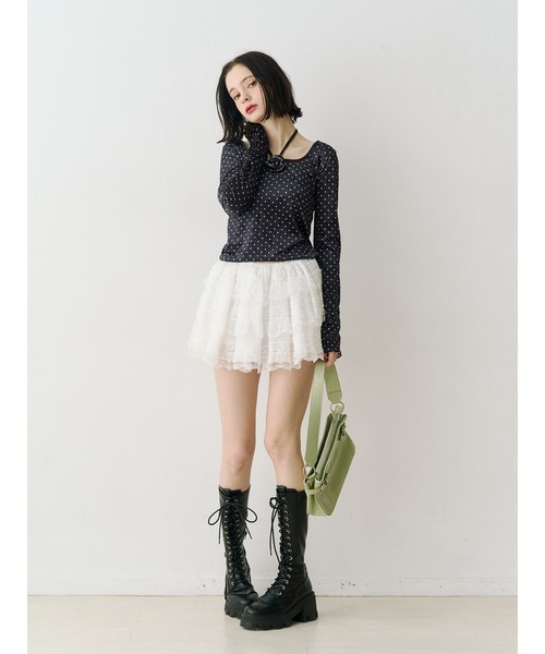 jouetie(ジュエティ)の「ドッキングレースフリルミニスカパン(その他パンツ・レディース・ブラック/オフホワイト・MEDIUM)」の19枚目の写真