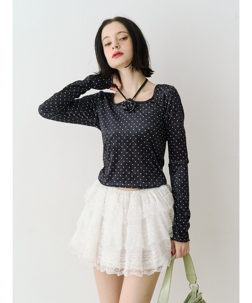 jouetie(ジュエティ)の「ドッキングレースフリルミニスカパン(その他パンツ・レディース・ブラック/オフホワイト・MEDIUM)」の16枚目の写真