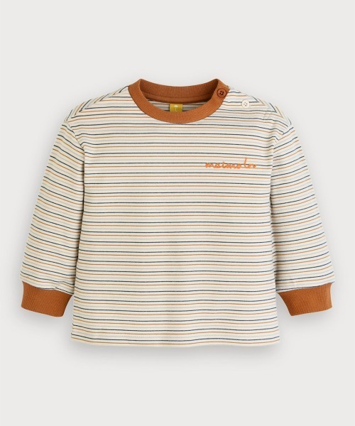 moimoln(モイモルン)の「【SOFT&】マフィー細ボーダー長袖Tシャツ(Tシャツ/カットソー・キッズ・ブラック/クリーム・90cm/100cm/120cm/110cm)」の2枚目の写真