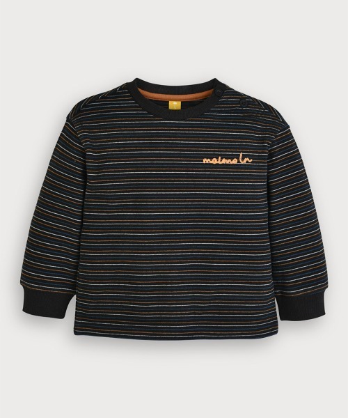 moimoln(モイモルン)の「【SOFT&】マフィー細ボーダー長袖Tシャツ(Tシャツ/カットソー・キッズ・ブラック/クリーム・90cm/100cm/120cm/110cm)」の1枚目の写真