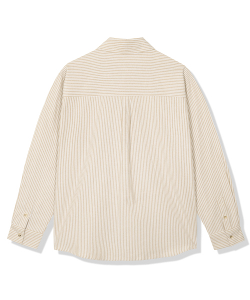 GUBIN(グビン)の「レタリングスリーブストライプシャツ - ベージュ(シャツ/ブラウス・メンズ・その他・LARGE/SMALL/MEDIUM)」の3枚目の写真
