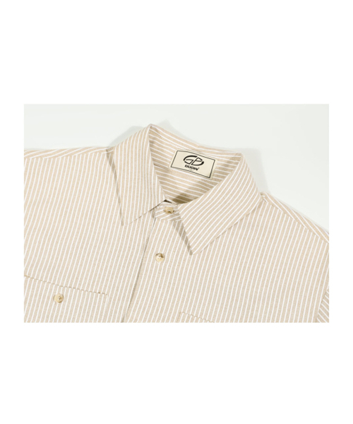 GUBIN(グビン)の「レタリングスリーブストライプシャツ - ベージュ(シャツ/ブラウス・メンズ・その他・LARGE/SMALL/MEDIUM)」の4枚目の写真