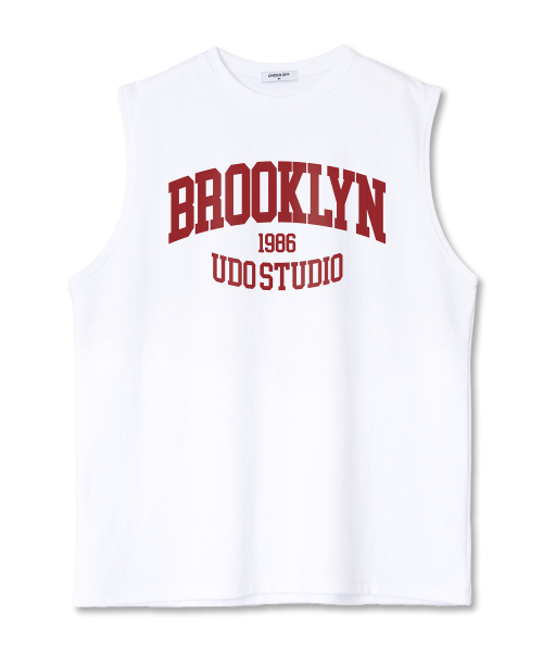 UNDEROFF（アンダーオフ）の「オーバーサイズクルーネックスリーブレスブルックリン袖なしTシャツホワイトグリーン（Tシャツ/カットソー・メンズ・ホワイト・MEDIUM/LARGE/X-LARGE）」の2枚目の写真